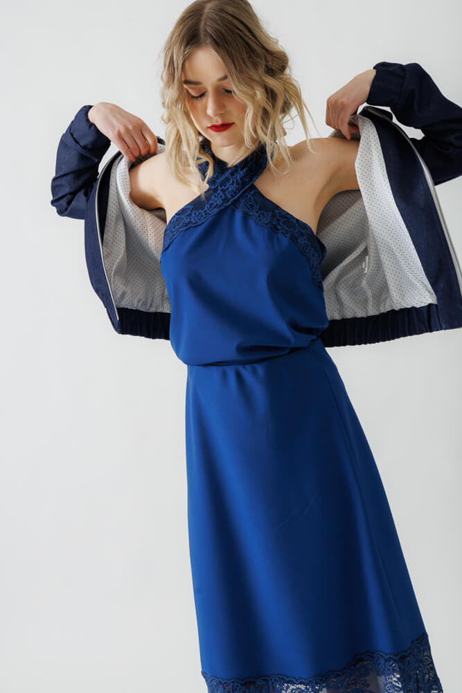 Designer-Oberteil-Rock-Lyna-blau-Spitze