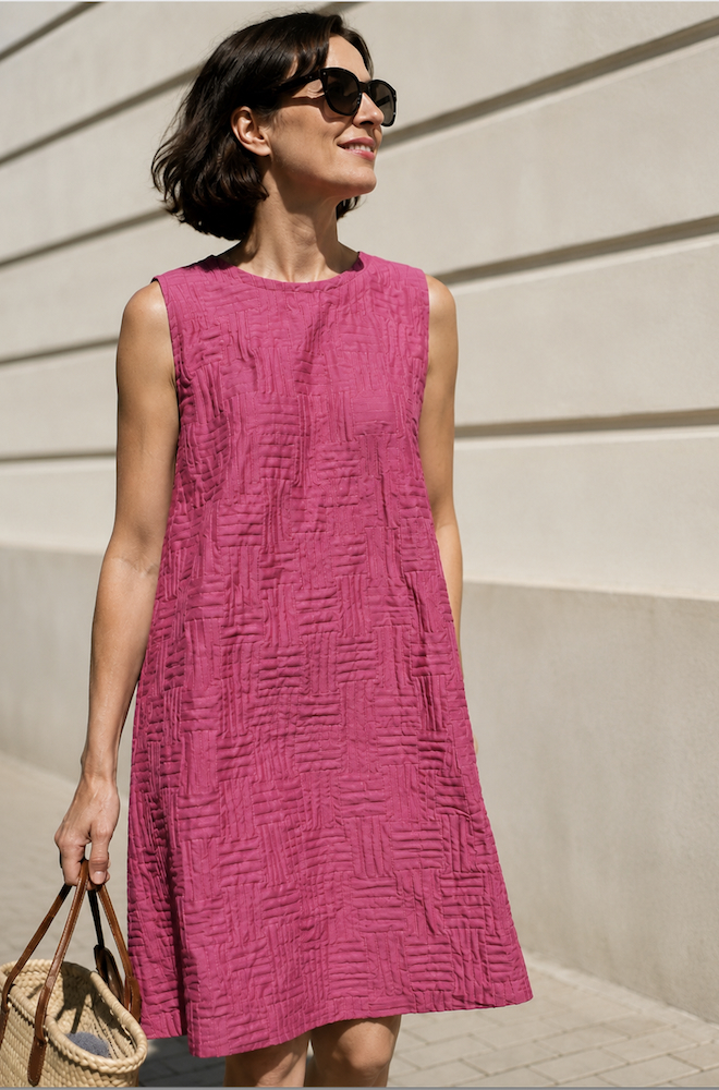 ELKE FREYTAG Kleid rosa – strukturiertes A-Linien Kleid aus Wien