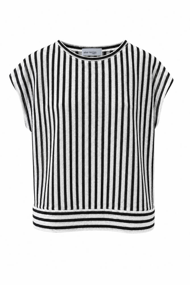 elke freytag wien Designer Leinen Oberteil CLARA schwarz weiss Streifen